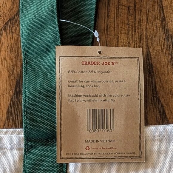 Set of 2 BRAND NEW NWT Large & Micro Trader Joe's Forrest Green Canvas Tote Bags - Picture 6 of 7